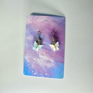 Blue butterfly gold stainless steel handmade earrings